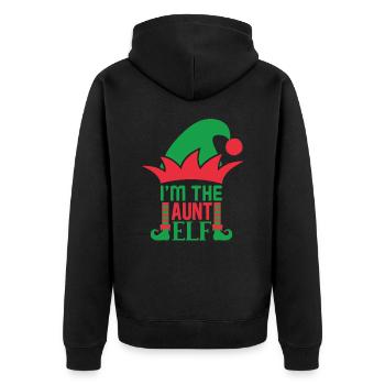 Ich bin die Tante Elf Norweger Muster - Unisex Premium Bio Zip Hoodie - Schwarz - Hinten - Nico (187cm)
