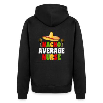 Nacho Durchschnittliche Krankenschwester - Unisex Premium Bio Zip Hoodie - Schwarz - Hinten - Nico (187cm)