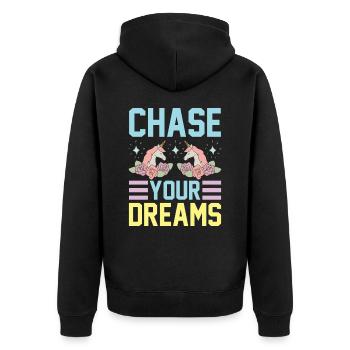 Live your dreams Unicorn - Unisex Premium Organic Zip Hoodie - black - Back - Nico (187cm)