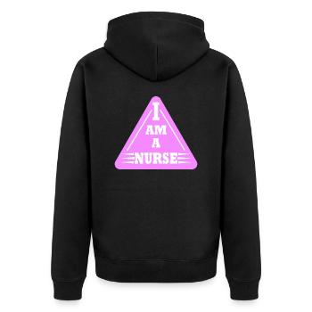 Ich bin eine Krankenschwester - Unisex Premium Bio Zip Hoodie - Schwarz - Hinten - Nico (187cm)