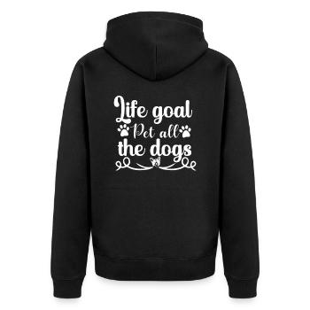 Lebensziel Haustier für alle Hunde - Unisex Premium Bio Zip Hoodie - Schwarz - Hinten - Nico (187cm)