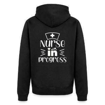 Nurse in Progress - Unisex Premium Organic Zip Hoodie - black - Back - Nico (187cm)