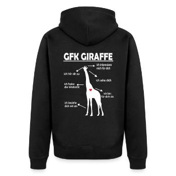 Gewaltfreie Kommunikation GFK - Unisex Premium Bio Zip Hoodie - Schwarz - Hinten - Nico (187cm)