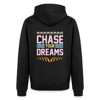 Live your dreams Unicorn - Unisex Premium Organic Zip Hoodie - black - Back - Nico (187cm)