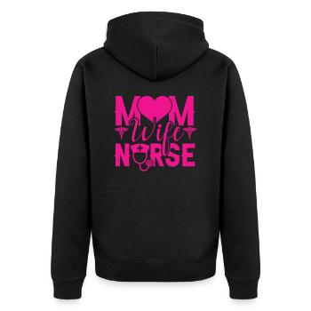 NURSE Nurse - Unisex Premium Organic Zip Hoodie - black - Back - Nico (187cm)