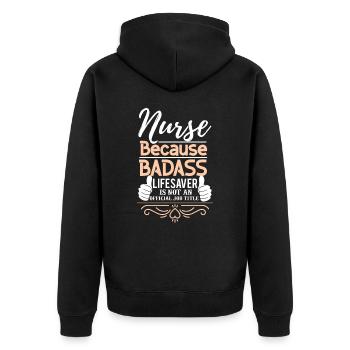 NURSE BECAUSE TOUGH - Unisex Premium Organic Zip Hoodie - black - Back - Nico (187cm)