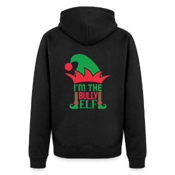 Lustiges Ich bin der Bully-Elf Christmas Design - Unisex Premium Bio Zip Hoodie - Schwarz - Hinten - Nico (187cm)