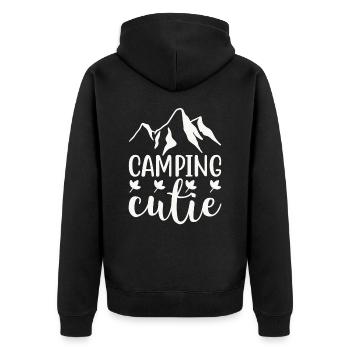 Wandern Natur Outdoor Berge - Unisex Premium Bio Zip Hoodie - Schwarz - Hinten - Nico (187cm)