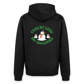 Chillin' mit meinen Snowmies Norweger Muster - Unisex Premium Bio Zip Hoodie - Schwarz - Hinten - Nico (187cm)
