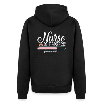 Krankenschwester in Arbeit - Unisex Premium Bio Zip Hoodie - Schwarz - Hinten - Nico (187cm)