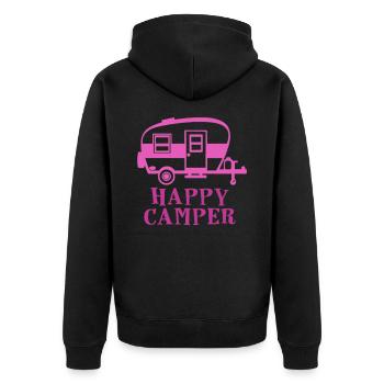 Glückliche Camper Wandershirt - Unisex Premium Bio Zip Hoodie - Schwarz - Hinten - Nico (187cm)