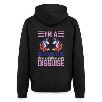 Je suis une licorne déguisée - Veste à capuche bio Premium Unisexe - noir - Dos - Nico (187cm)