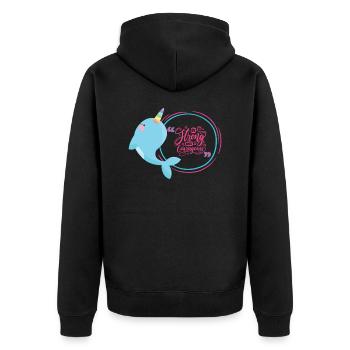 Einhorn Narwhal Unicorn - Unisex Premium Bio Zip Hoodie - Schwarz - Hinten - Nico (187cm)