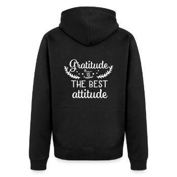 Christian Design Gratitude is the Best Attitude - Unisex Premium Organic Zip Hoodie - black - Back - Nico (187cm)