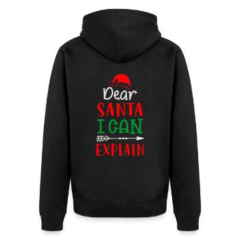 Lieber Weihnachtsmann ich kann es erklären - Unisex Premium Bio Zip Hoodie - Schwarz - Hinten - Nico (187cm)