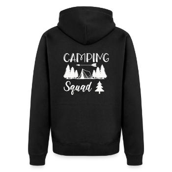 Camping Kader Wandershirt - Unisex Premium Bio Zip Hoodie - Schwarz - Hinten - Nico (187cm)