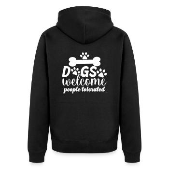 Les chiens accueillent les personnes tolérées - Veste à capuche bio Premium Unisexe - noir - Dos - Nico (187cm)