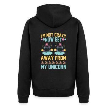 Je ne suis pas fou. Loin de ma licorne - Veste à capuche bio Premium Unisexe - noir - Dos - Nico (187cm)