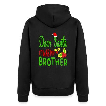 Dear Santa Claus It was my brother Norwegian - Unisex Premium Organic Zip Hoodie - black - Back - Nico (187cm)