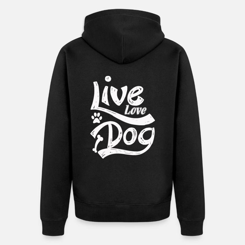 Leben Liebe Hunde - Unisex Premium Bio Zip Hoodie - Schwarz