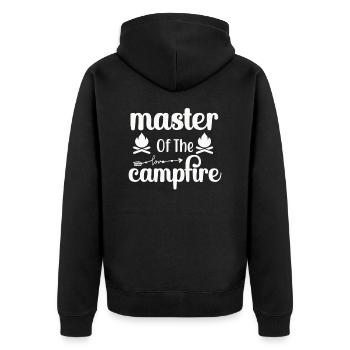 Meister des Lagerfeuers Wandershirt - Unisex Premium Bio Zip Hoodie - Schwarz - Hinten - Nico (187cm)