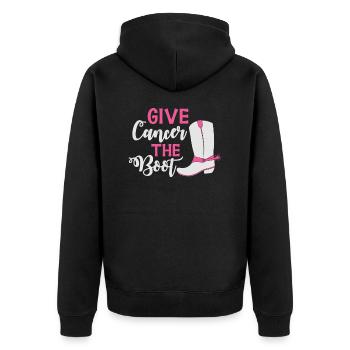 Gib dem Krebs den Laufpass - Unisex Premium Bio Zip Hoodie - Schwarz - Hinten - Nico (187cm)