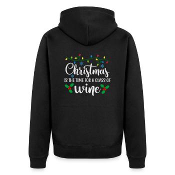 Ugly Christmas Christmas is the time for wine - Unisex Premium Organic Zip Hoodie - black - Back - Nico (187cm)