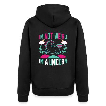 I'm not weird, I'm a unicorn unicorn - Unisex Premium Organic Zip Hoodie - black - Back - Nico (187cm)