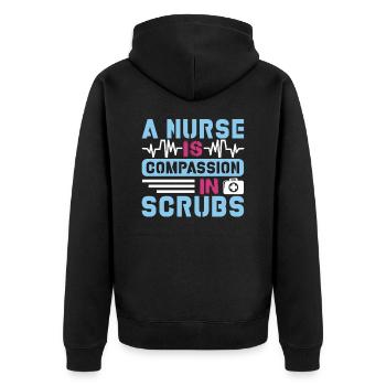 Krankenschwester Barmherzigkeit - Unisex Premium Bio Zip Hoodie - Schwarz - Hinten - Nico (187cm)