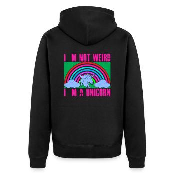I'M NOT WEIRD, I'M A UNICORN Unicorn - Unisex Premium Organic Zip Hoodie - black - Back - Nico (187cm)