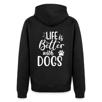 Life is better with dogs - Unisex Premium Organic Zip Hoodie - black - Back - Nico (187cm)