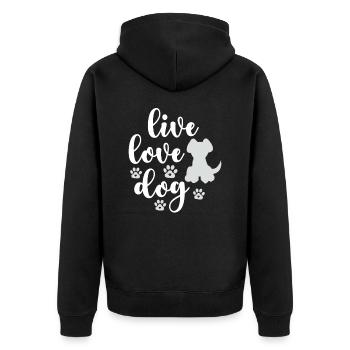 Leben Liebe Hunde - Unisex Premium Bio Zip Hoodie - Schwarz - Hinten - Nico (187cm)