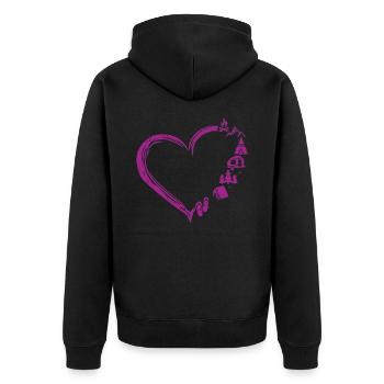 Camping Herz Natur Outdoor Berge - Unisex Premium Bio Zip Hoodie - Schwarz - Hinten - Nico (187cm)
