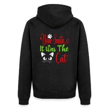 Lieber Weihnachtsmann es war die Katze - Unisex Premium Bio Zip Hoodie - Schwarz - Hinten - Nico (187cm)