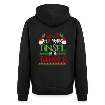Don't get your tinsel into a tangle - Unisex Premium Organic Zip Hoodie - black - Back - Nico (187cm)