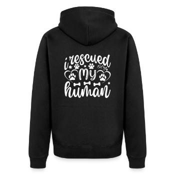 I saved my people - Unisex Premium Organic Zip Hoodie - black - Back - Nico (187cm)