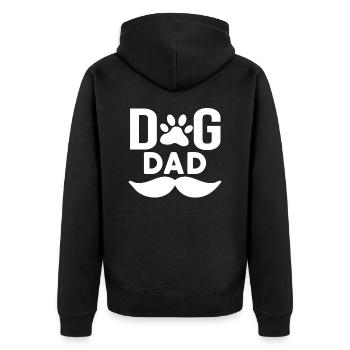 Hund Papa - Unisex Premium Bio Zip Hoodie - Schwarz - Hinten - Nico (187cm)