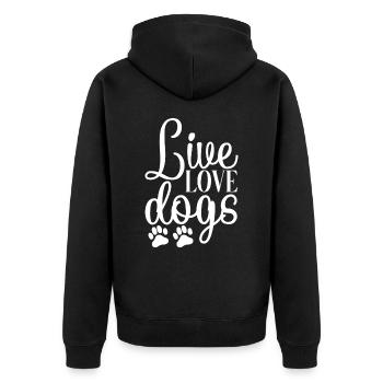 Leben Liebe Hunde - Unisex Premium Bio Zip Hoodie - Schwarz - Hinten - Nico (187cm)