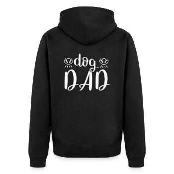 Hund Papa - Unisex Premium Bio Zip Hoodie - Schwarz - Hinten - Nico (187cm)
