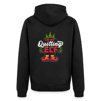 Ich bin die Quilting-Elfe Ugly Christmas Sweater - Unisex Premium Bio Zip Hoodie - Schwarz - Hinten - Nico (187cm)