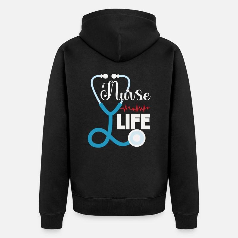 Krankenschwester Leben - Unisex Premium Bio Zip Hoodie - Schwarz