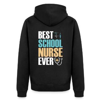 Beste Schulkrankenschwester - Unisex Premium Bio Zip Hoodie - Schwarz - Hinten - Nico (187cm)
