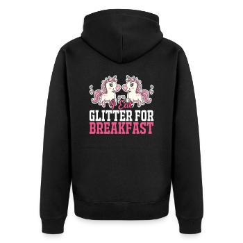 I eat glitter for breakfast Unicorn - Unisex Premium Organic Zip Hoodie - black - Back - Nico (187cm)
