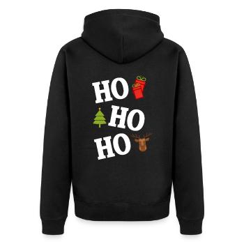 Ho ho ho Ugly Christmas Sweater - Unisex Premium Bio Zip Hoodie - Schwarz - Hinten - Nico (187cm)
