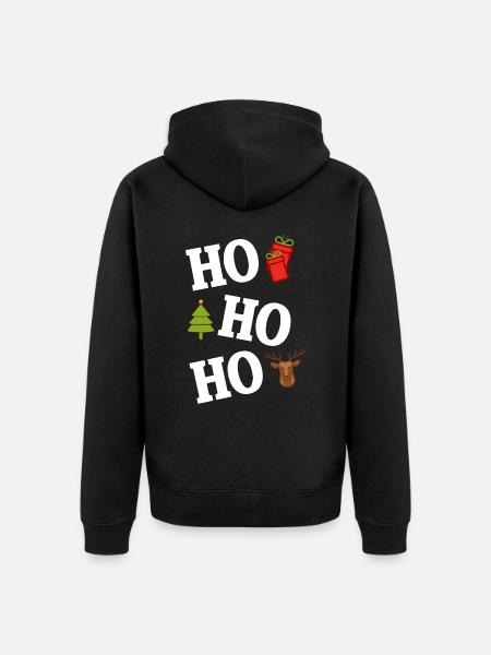 Ho ho ho Ugly Christmas Sweater - Unisex Premium Bio Zip Hoodie - Schwarz