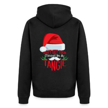Don't get your tinsel into a tangle - Unisex Premium Organic Zip Hoodie - black - Back - Nico (187cm)