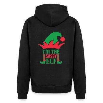 I am the cheeky elf - Unisex Premium Organic Zip Hoodie - black - Back - Nico (187cm)