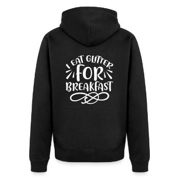 I eat glitter for breakfast Unicorn - Unisex Premium Organic Zip Hoodie - black - Back - Nico (187cm)