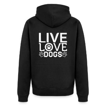 Leben Liebe Hunde - Unisex Premium Bio Zip Hoodie - Schwarz - Hinten - Nico (187cm)