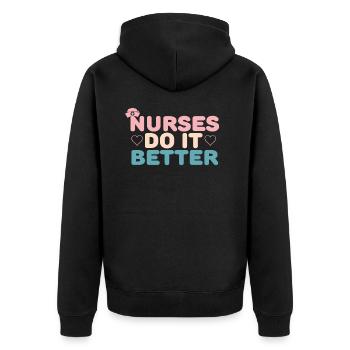 Gesundheit und Krankenpflegerin - Unisex Premium Bio Zip Hoodie - Schwarz - Hinten - Nico (187cm)